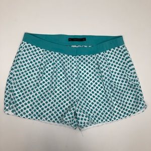 Zara Basic Teal And White Poka Dot Shorts Womans Size L